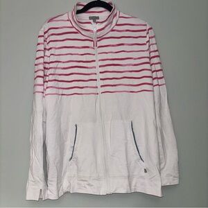 White and Pink Striped Zip-Up Jacket size XL